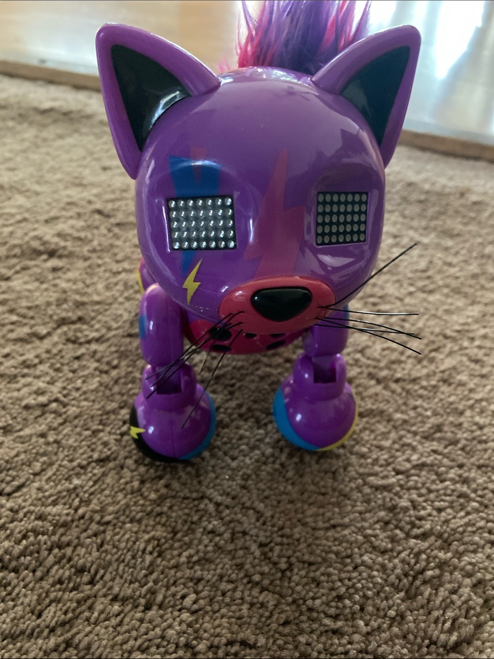 Purple Interactive Robot Cat Action Figure for Kids meows